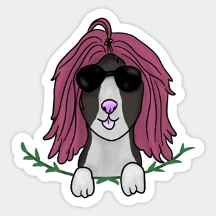 Dog in wig Sticker